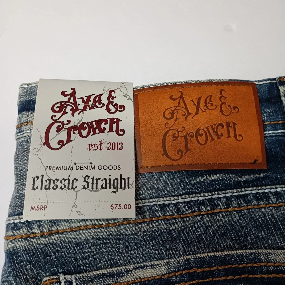 Axe and Crown Men's Classic Straight Fit Jeans Size 34x30‎ Thick Stitch NWT